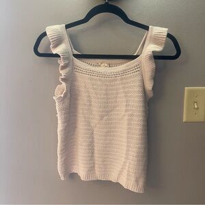 Hem & Thread women’s sleeveless ruffle knit sweater tank Top